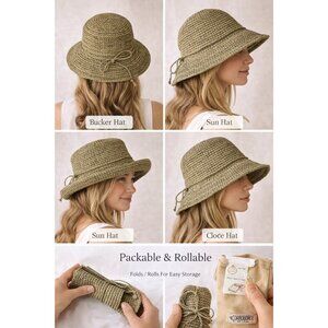Corriboree Australia Olive Green Raffia Straw Hat Women Packable